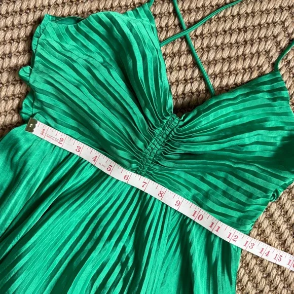 A.L.C. Aries Pleated Maxi Dress Green Elegant Size 6 Formal Wedding Guest Prom - Picture 14 of 16